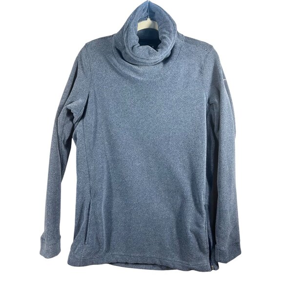 Nike Women's S Dri-Fit Pullover Sweatshirt Blue Layering Ski Roll Sleeves & Neck - Picture 1 of 11